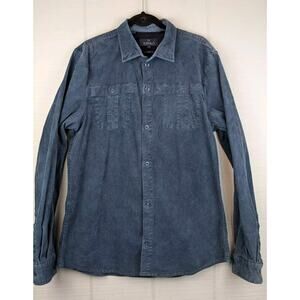 Buffalo David Bitton Shirt Mens XL Blue Corduroy Heavy Button Up Shacket Slim
